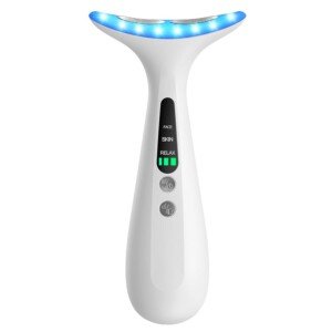 Facial and Neck Massager for Face, Neck - Skin Lifting & Firming - Wrinkle & Dark Circle Reducer - at Home Skin Care Face Sculpting Tool and Neck Massager-White