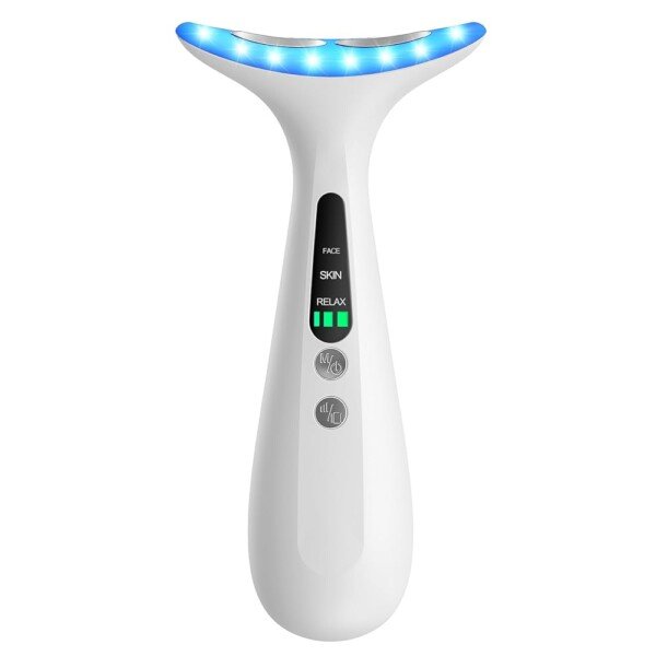 Facial and Neck Massager for Face, Neck - Skin Lifting & Firming - Wrinkle & Dark Circle Reducer - at Home Skin Care Face Sculpting Tool and Neck Massager-White