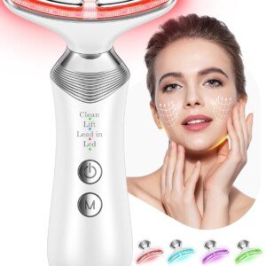 Facial Massager for Face and Neck, 7-in-1 Face Neck Massager Tool with 4 Modes, Beauty Device Facial Massage for at-Home Skin Care