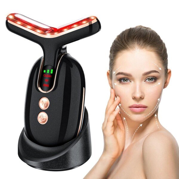 Facial Massager Red-Light-Therapy-for-Face, Neck Skin- Face Wand Tool, TENS L E D Facial Beauty Device Portable at-Home Face Tool for Skin Care