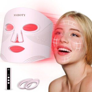 LED Face Mask Light Therapy, 4 Modes Portable Red Light Therapy for Face with 2000mAh Rechargeable Remote, Blue, Orange, 850NM Infrared & Red Light Mask, 400 LEDs for...
