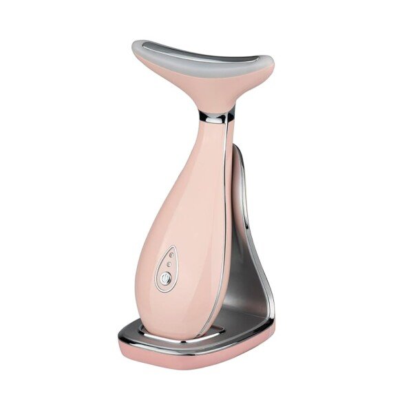 Lily Neck Face Massager, Face Sculpting Tool, Skin Rejuvenation Device with Thermal, Triple Action LED and Vibration, for Anti-Aging, Lifting and Tightening Sagging Skin (Pink)